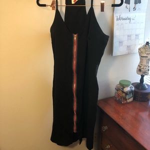 Black zipper bodycon dress